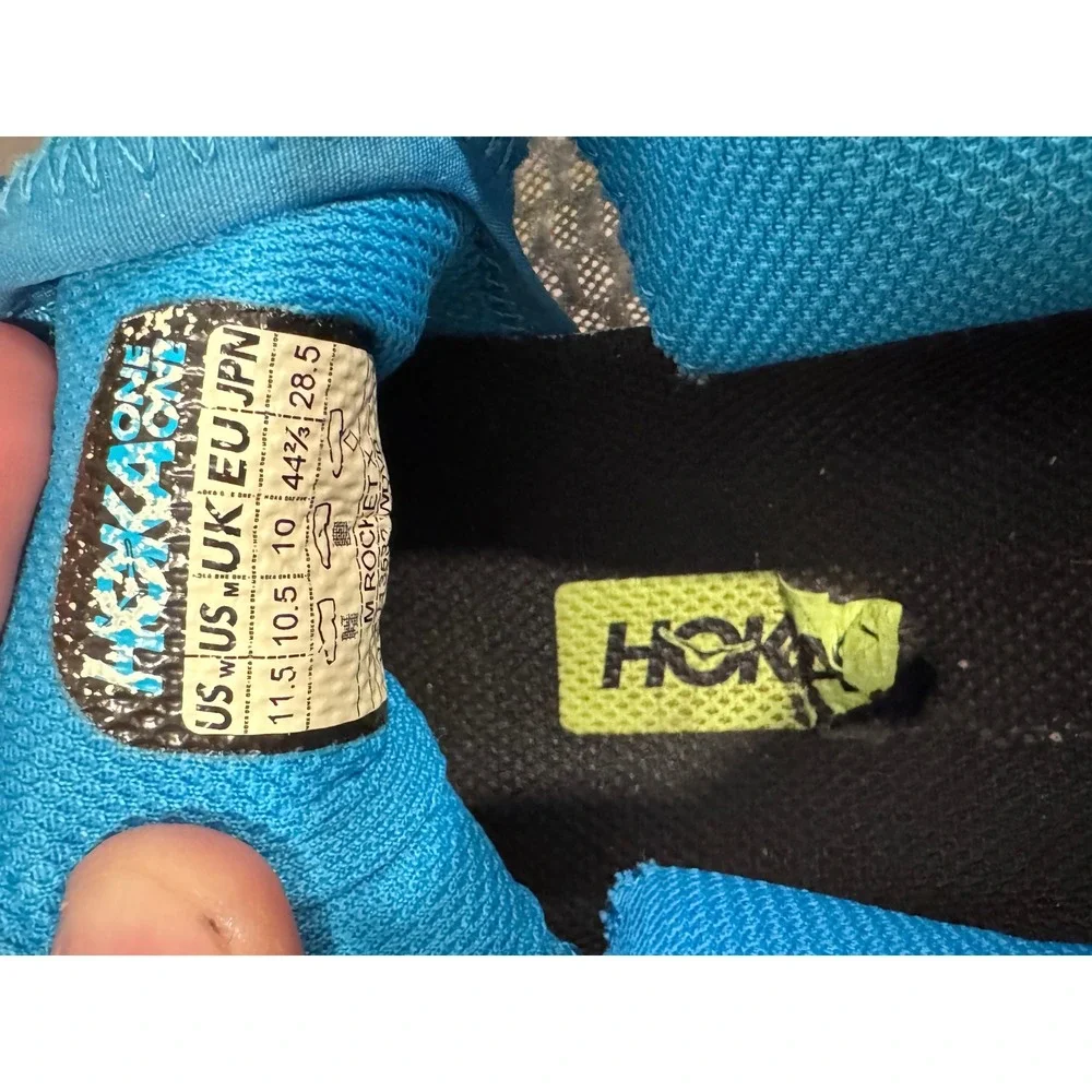 Hoka One One Rocket X Mens 10.5 Womens 11.5 Blue White Carbon Road Running Shoes